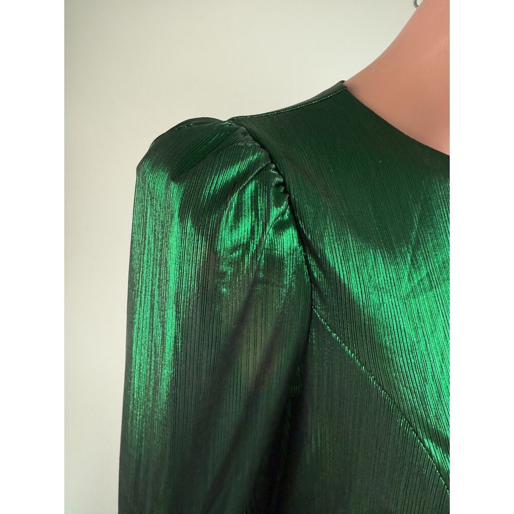Tuckernuck Pomander Place Emerald Crinkle Lurex Lillith Green Dress  Size S - Picture 8 of 15